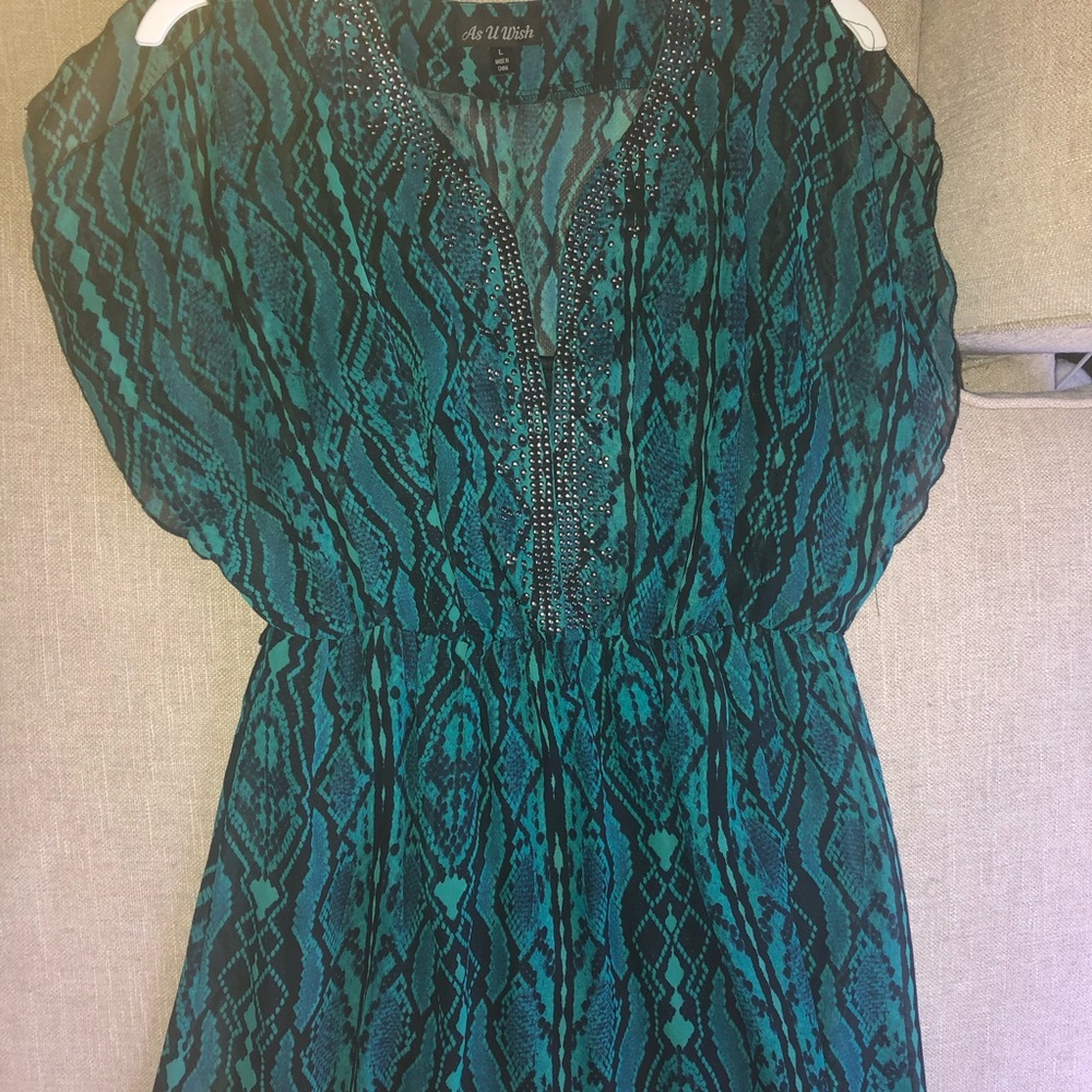 Turquoise snake skin pattern dress